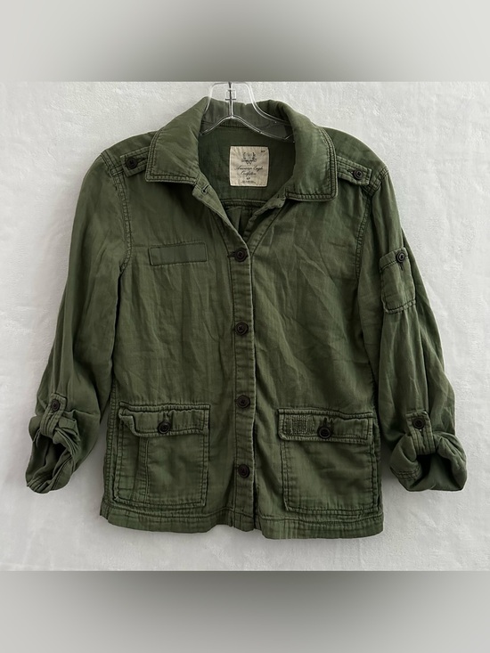 American Eagle Outfitters Tops - American Eagle Outfitters Utility Jacket Shirt Women’s S Olive Green Roll Tab